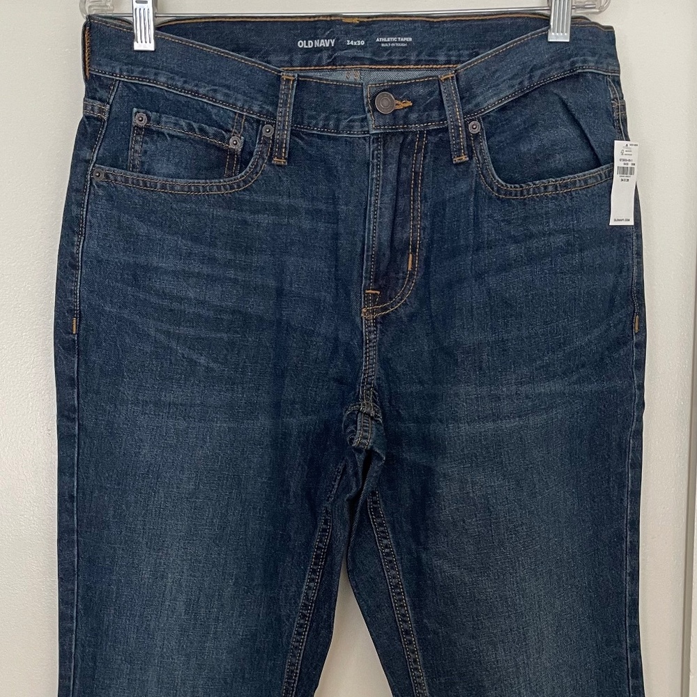 New With Tags. Old Navy Men's Jeans. 34x30. Athletic Taper. Dark Wash.